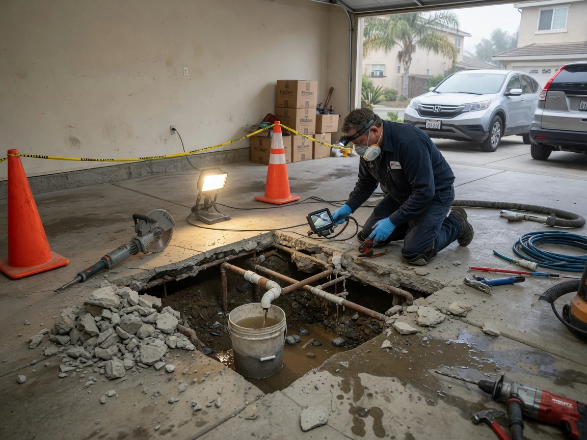 Water Leak Under Slab Repair in Brea